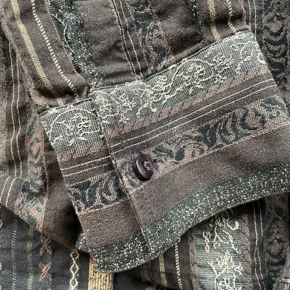 Chocolate Brown Western Style Button Down Shirt Size Large Athletic Fit by 4YOU - Picture 4 of 6